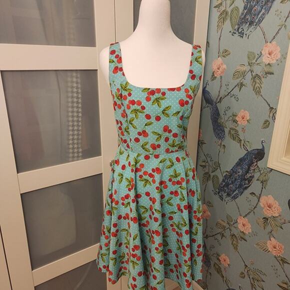 Retro Chic Cherry Print Fit & Flare Dress - Size [S] - Picture 2 of 3